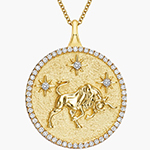 پلاک گردنبند ماه تولد اردیبهشت طلا و جواهر نماد گاو نر و نگین الماس تراش برلیان مدل: zpdf1074