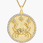 پلاک گردنبند ماه تولد تیر طلا و جواهر نماد خرچنگ و نگین الماس تراش برلیان مدل: zpdf1076