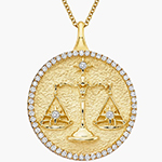 پلاک گردنبند ماه تولد مهر طلا و جواهر نماد میزان و نگین الماس تراش برلیان مدل: zpdf1079