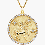 پلاک گردنبند ماه تولد آذر طلا و جواهر نماد تیر و کمان و نگین الماس تراش برلیان مدل: zpdf1081