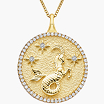 پلاک گردنبند ماه تولد دی طلا و جواهر نماد بز و نگین الماس تراش برلیان مدل: zpdf1082