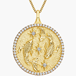 پلاک گردنبند ماه تولد اسفند طلا و جواهر نماد ماهی و نگین الماس تراش برلیان مدل: zpdf1084