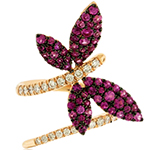 خرید انگشتر زنانه جدید زنانه طلا و جواهر یاقوت و برلیان طرح پروانه مدل: rgf1860