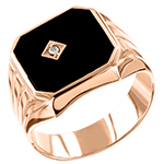 انگشتر مردانه طلا اسپرت نگین اونیکس مشکی و الماس تراش برلیان و طلای رزگلد مدل: rgm17168