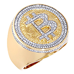 انگشتر مردانه طلا بیت کوین طرح جدید و مینیمال نگی جواهر الماس تراش برلیان مدل: rgm17169