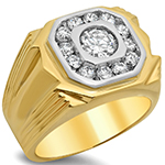 انگشتر مردانه طلا زرد طرح رجال خاص نگین جواهر الماس تراش برلیان مدل rgm17171