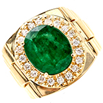 انگشتر مردانه طلا رولکس طرح لاکچری نگین جواهر زمرد و الماس تراش برلیان مدل rgm17172