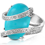 انگشتر فیروزه زنانه طلا سفید و الماس تراش برلیان طرح مدرن مدل:rtf1036 