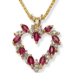 آویز و پلاک قلب طلای زرد با نگین یاقوت قرمز و برلیان مارکیز قلم خور مدل: npdf1124