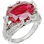 انگشتر جواهر شیک و جذاب طلا سفید نگین یاقوت قرمز و الماس تراش برلیان: مدل rgf1306