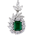 آویز و پلاک گردنبند رویال جواهر با نگین زمرد و الماس تراش مارکیز و برلیان مدل: npdf1185