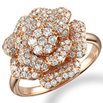 انگشتر جواهر زنانه الماس تراش برلیان با طلای رز گلد طرح فلاور (flower) مدل: ring2045