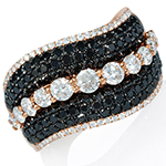 انگشتر جواهر زنانه الماس تراش برلیان سیاه و سفید با طلای رزگلد مدل: ring2047