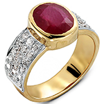 انگشتر یاقوت قرمز و الماس تراش برلیان طلا زرد و جواهر زنانه : مدل rgf1351