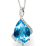 آویز گردنبند طلا و جواهر نگین توپاز و الماس تراش برلیان مدل: npdf1223