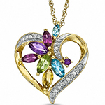 قیمت و خرید گردنبند قلب طلا و جواهر یاقوت، زبرجد، توپاز، سیترین و برلیان مدل: npdf1242