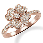 انگشتر جواهر زنانه الماس تراش برلیان با طلای رزگلد طرح فلاور (flower) مدل: ring2058