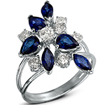 انگشتر طلا و جواهر زنانه یاقوت کبود و الماس تراش برلیان: مدل rgf1374