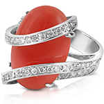 انگشتر طلا سفید جواهر زنانه عقیق سرخ و الماس تراش برلیان: مدل rgf1384