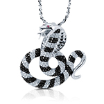 آویز جواهر با نگین یاقوت قرمز و الماس تراش برلیان سیاه و سفید طرح مار مدل: npdf1252