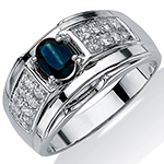 انگشتر طلای مردانه با نگین الماس تراش برلیان و یاقوت کبود طرح رجال: مدل rgm1426