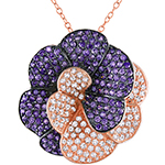 آویز گل طلای رزگلد با نگین آمیتیست و الماس تراش برلیان طرح گل مدل: npdf12957