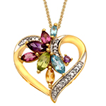 آویز جواهر با نگین آمتیس، زبرجد، توپاز، سیترین و برلیان طرح قلب مدل: npdf12958