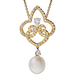 آویز قلب زنانه جواهر با نگین مروارید و الماس تراش برلیان مدل: npdf12959