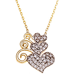 مدل گردن آویز طلای زرد و سفید با نگین الماس تراش برلیان طرح قلب-سایت زر