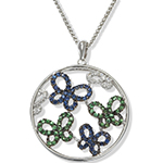 آویز جواهر با نگین زمرد، یاقوت کبود و الماس تراش برلیان طرح پروانه مدل: npdf12974