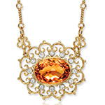 آویز جواهر با نگین سیترین و الماس تراش برلیان و طلای زرد مدل: npdf12975