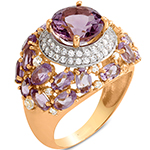 انگشتر آمیتیست زنانه طلا و جواهر الماس تراش برلیان طرح گنبدی : مدل rgf1417