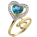 انگشتر طلا و جواهر با نگین توپاز و الماس تراش برلیان طرح قلب: مدل rgf1419