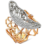 انگشتر پروانه طلا و جواهر زنانه با نگین الماس تراش برلیان طرح گل و پروانه مدل: wrdf2113