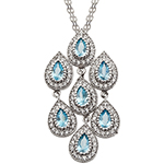 آویز گردنبند جواهر توپاز اشک و الماس تراش برلیان طلا سفید مدل: npdf12978