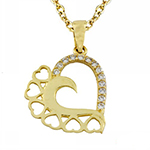 آویز گردنبند طلای زرد با نگین الماس تراش برلیان طرح قلب: مدل pdb2152