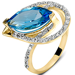 انگشتر طلا زرد و جواهر با نگین توپاز و الماس تراش برلیان: مدل rgf1442