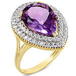 انگشتر طلا و جواهر با نگین آمیتیست و الماس تراش برلیان : مدل rgf1448