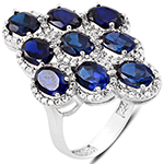 انگشتر طلا و جواهر با نگین یاقوت آبی و الماس تراش برلیان: مدل rgf1449