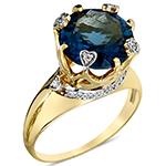 انگشتر طرح قلب طلا و جواهر با نگین یاقوت کبود و الماس تراش برلیان: مدل rgf1459