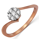 حلقه و انگشتر فلاور (flower) جواهر با نگین الماس تراش برلیان مدل : eng2158 