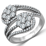 حلقه و انگشتر فلاور (flower) جواهر با نگین الماس تراش برلیان مدل : eng2162