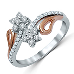 حلقه و انگشتر فلاور (flower) جواهر با نگین الماس تراش برلیان مدل : eng2168