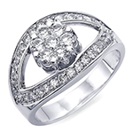 حلقه فلاور (flower) جواهر با نگین الماس تراش برلیان مدل : eng2178