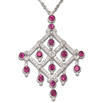 آویز گردنبند طلا و جواهر با نگین یاقوت قرمز و الماس تراش برلیان مدل: npdf13019