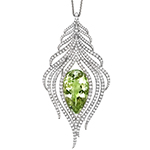 آویز گردنبند بلند طلا و جواهر زبرجد و الماس تراش برلیان مدل: npdf13034