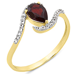 انگشتر طلا زرد و جواهر با نگین گارنت و الماس تراش برلیان: مدل rgf1476