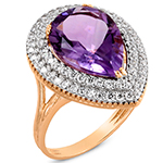 انگشتر طلا رزگلد و جواهر با نگین آمتیس و الماس تراش برلیان: مدل rgf1492