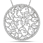 پلاک گرد طلای سفید با نگین الماس تراش برلیان طرح دوار: مدل pdb2194