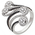 حلقه فلاور (flower) جواهر با نگین الماس تراش برلیان سفید و مشکی مدل : eng2213